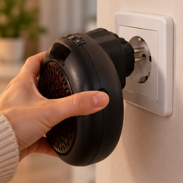 Mini calefactor cerámico de enchufe Coloria 900W con mando